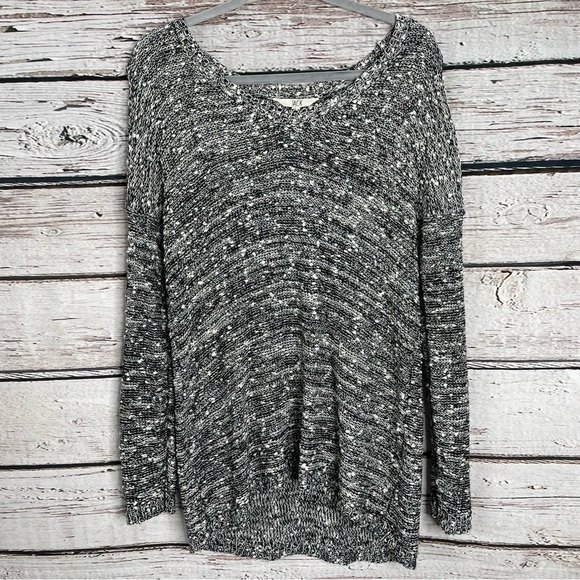 JACK Black & White Textured Hi Lo Hem Pullover Sweater Long Sleeves Size Small - Picture 1 of 12
